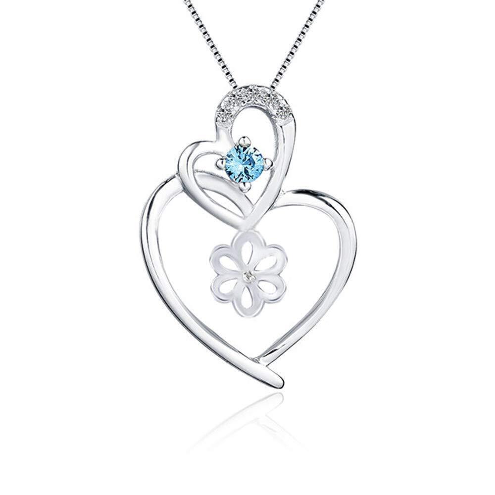 9181 Sterling Silver Blue CZ Double Heart Bail Pin Pendant Fitting